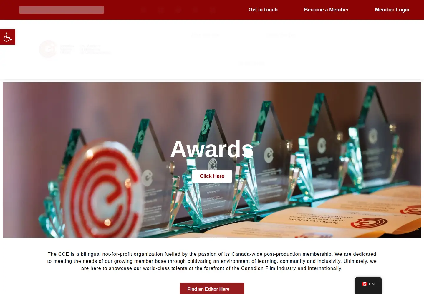 Captured homepage of cceditors.ca in the current scan