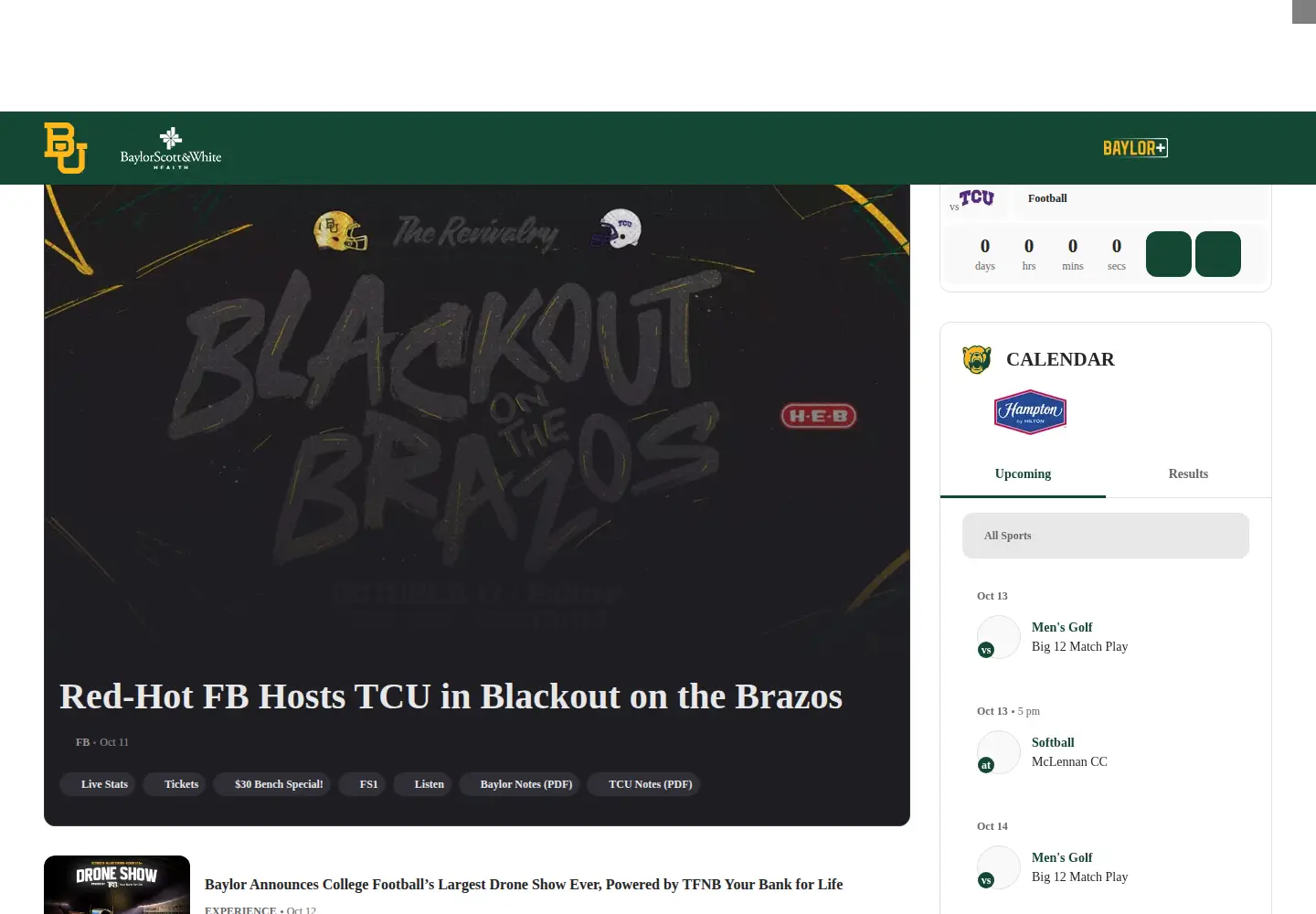 Screenshot of baylorbears.com