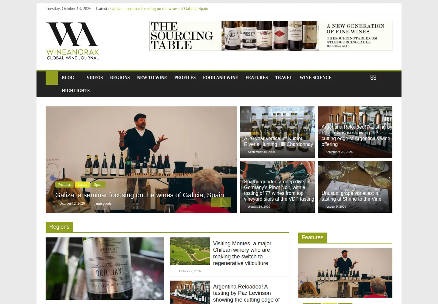 Captured homepage of wineanorak.com in the current scan