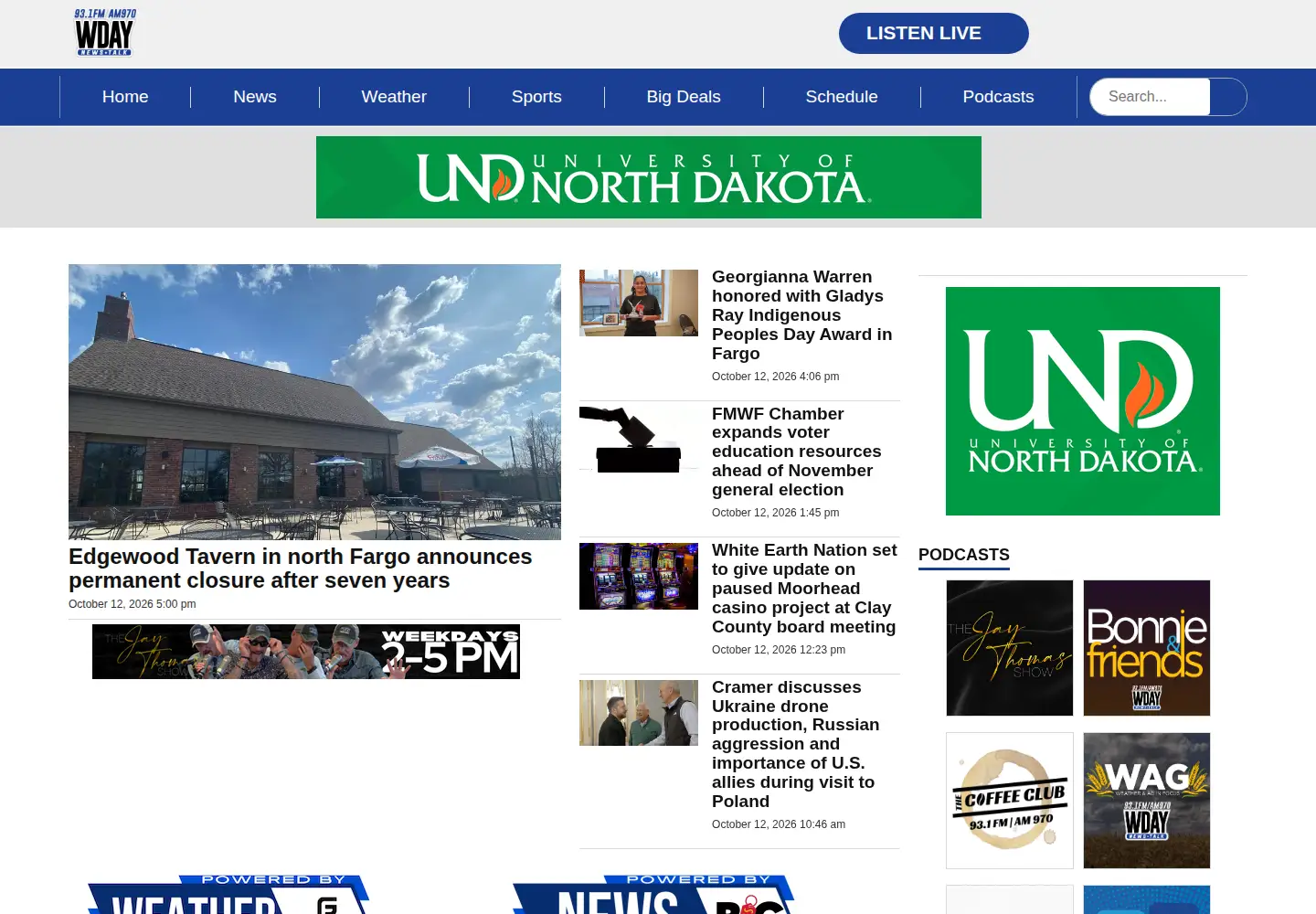 Screenshot of wdayradionow.com