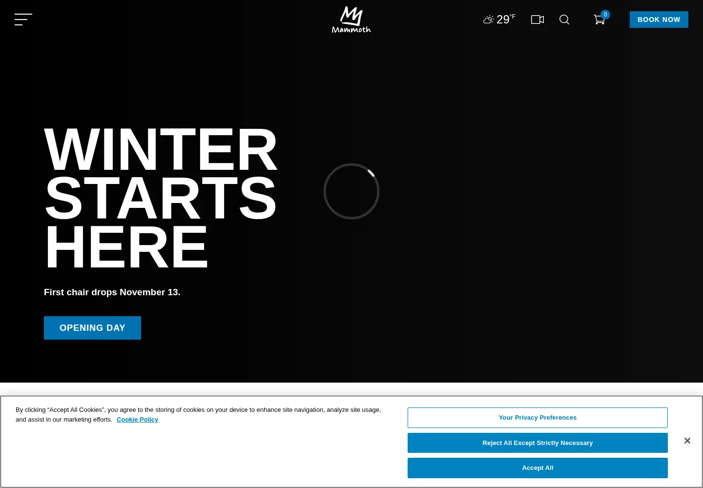 Captured homepage of mammothmountain.com in the current scan
