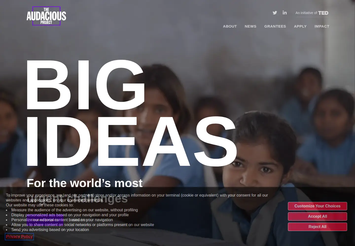 Captured homepage of audaciousproject.org in the current scan