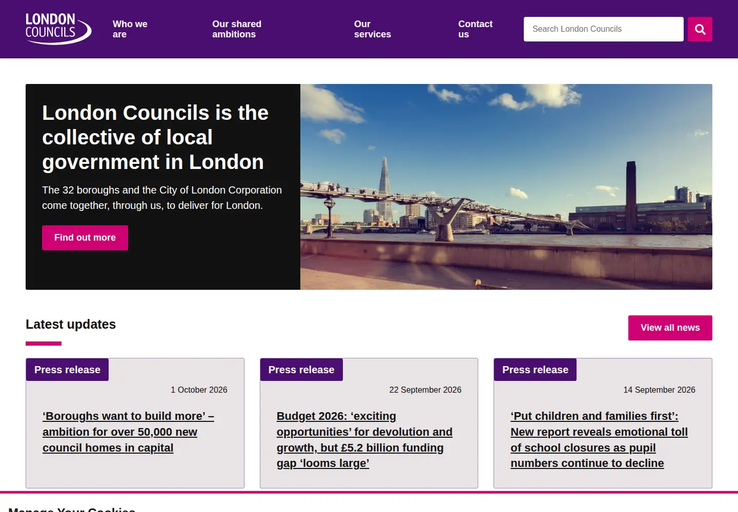 Screenshot of londoncouncils.gov.uk