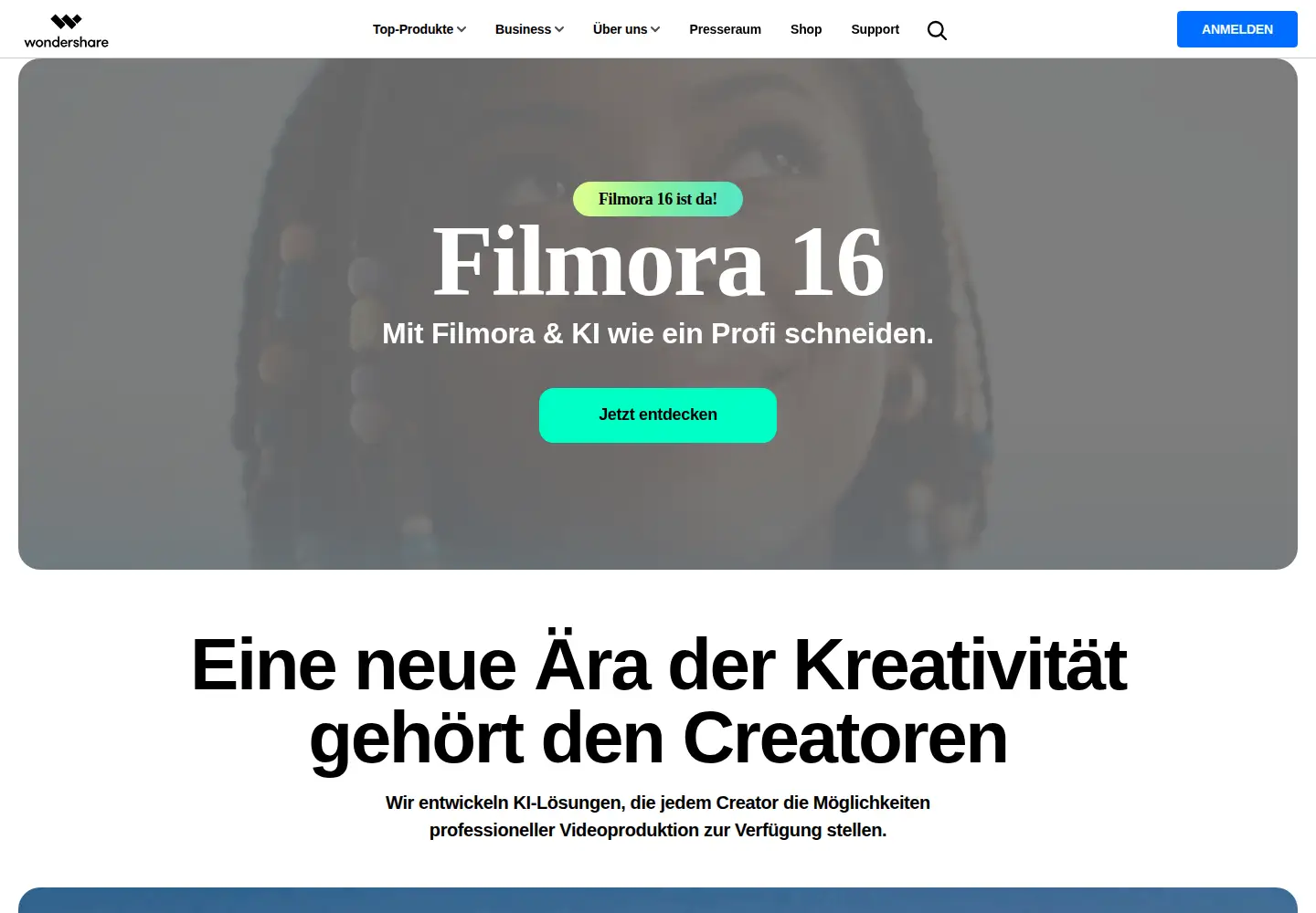 Captured homepage of wondershare.de in the current scan