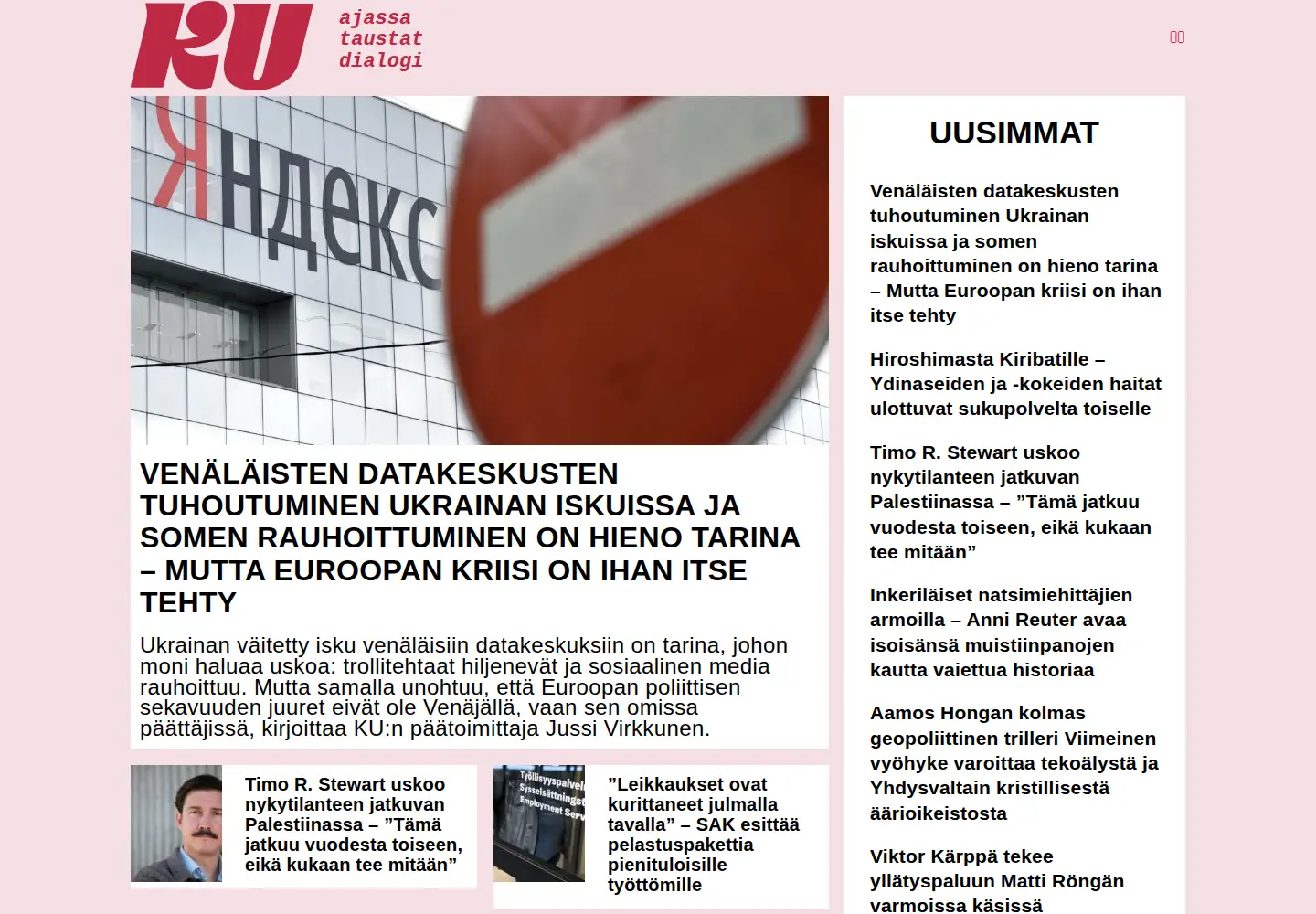 Captured homepage of ku.fi in the current scan