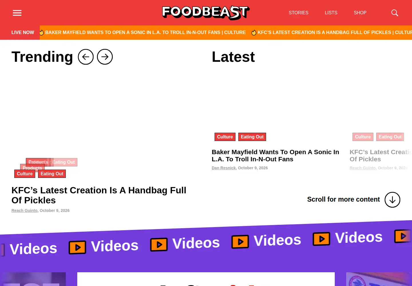 Screenshot of foodbeast.com