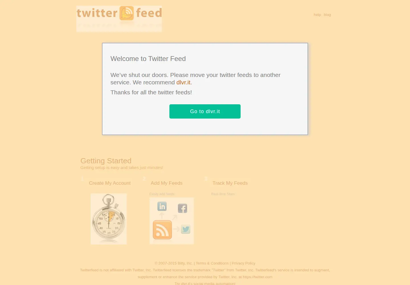 Screenshot of twitterfeed.com