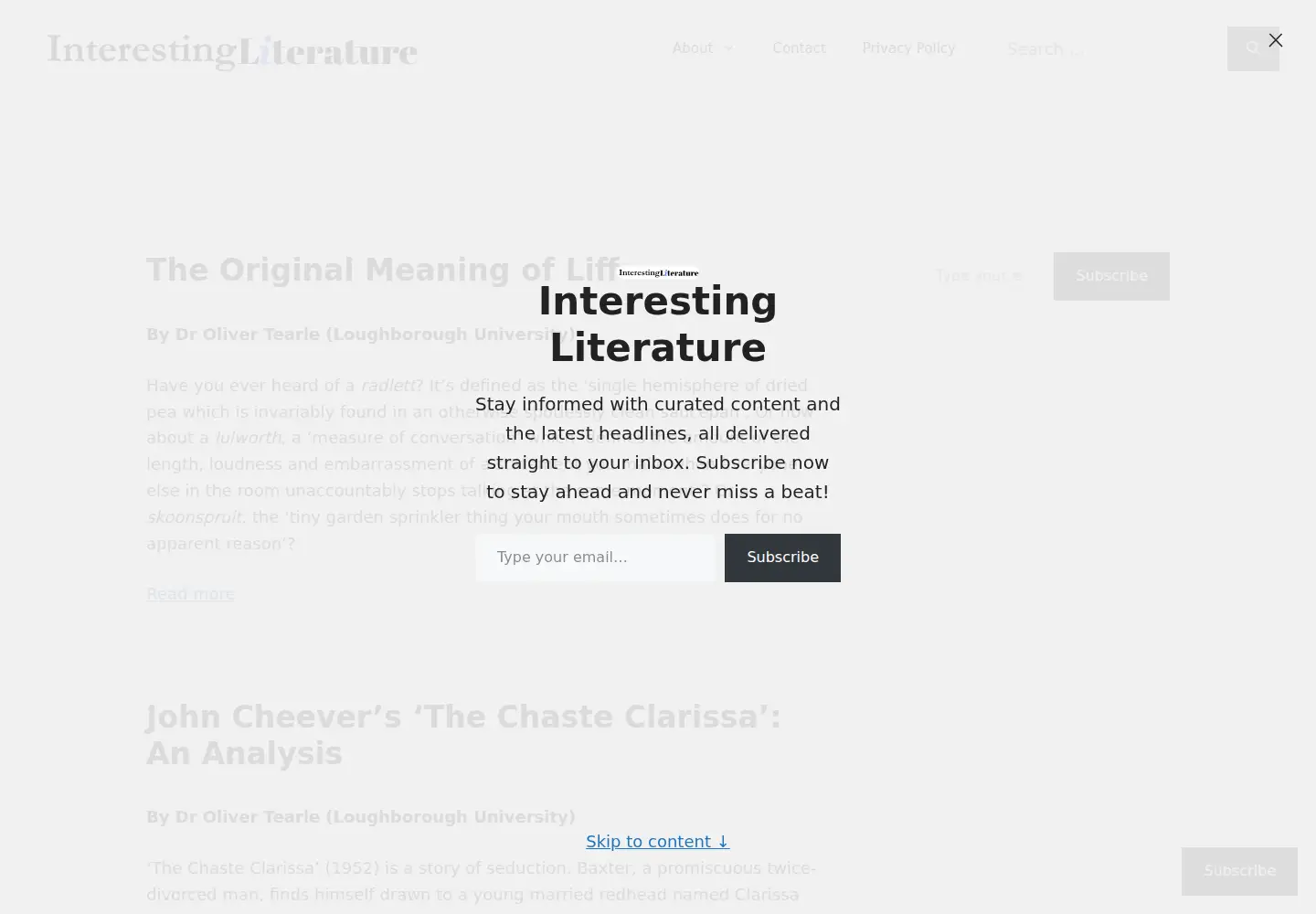 Screenshot of interestingliterature.com