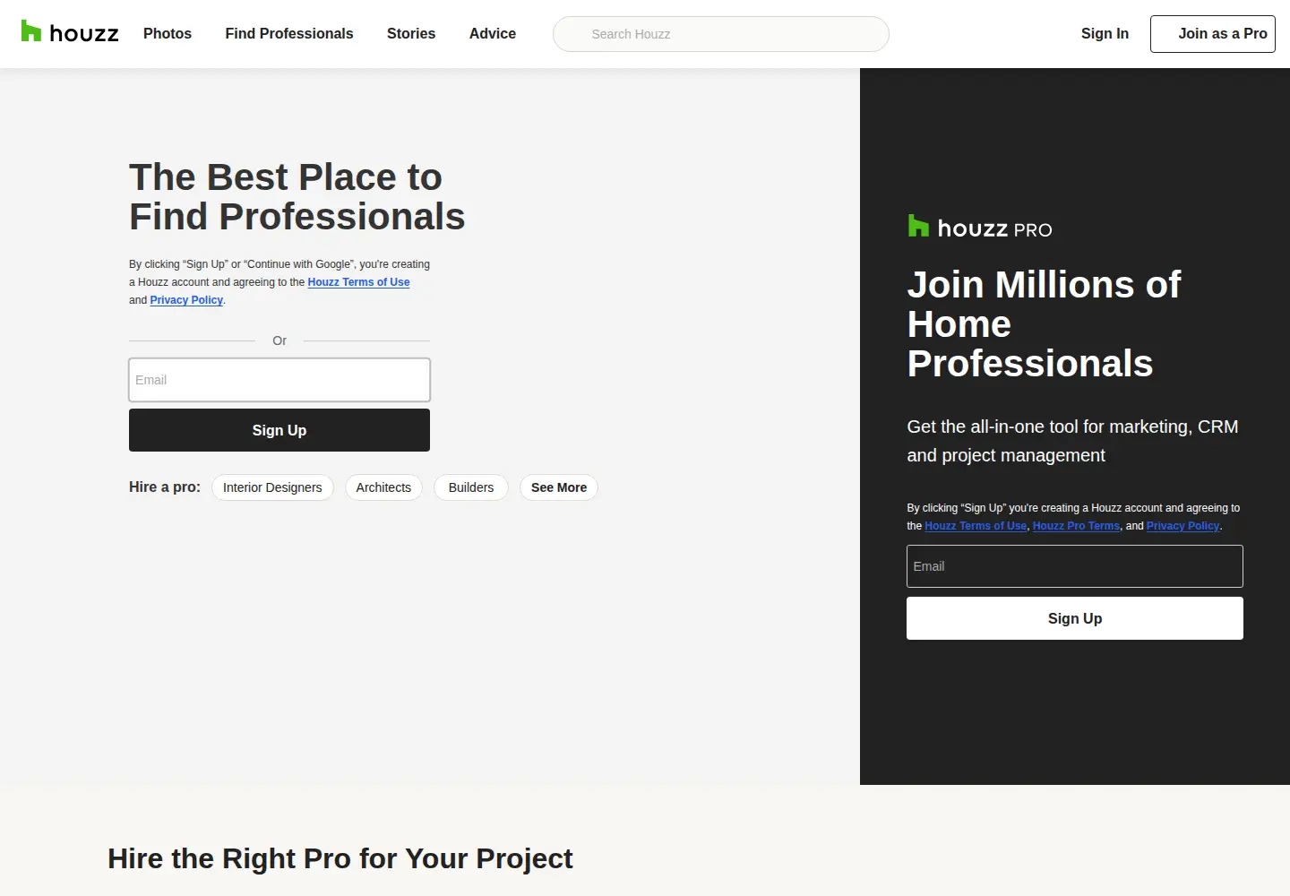 Captured homepage of houzz.com.au in the current scan