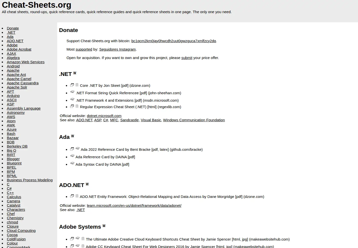 Screenshot of cheat-sheets.org