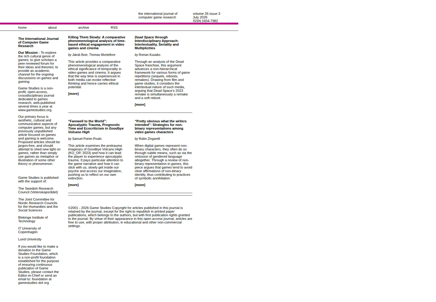Screenshot of gamestudies.org