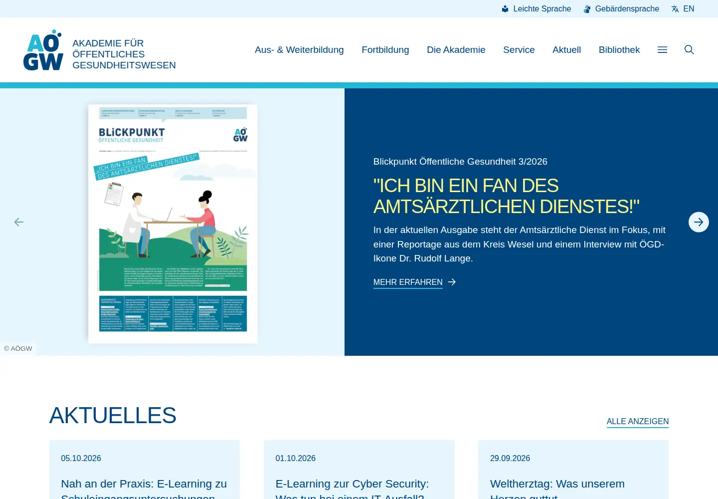 Captured homepage of akademie-oegw.de in the current scan