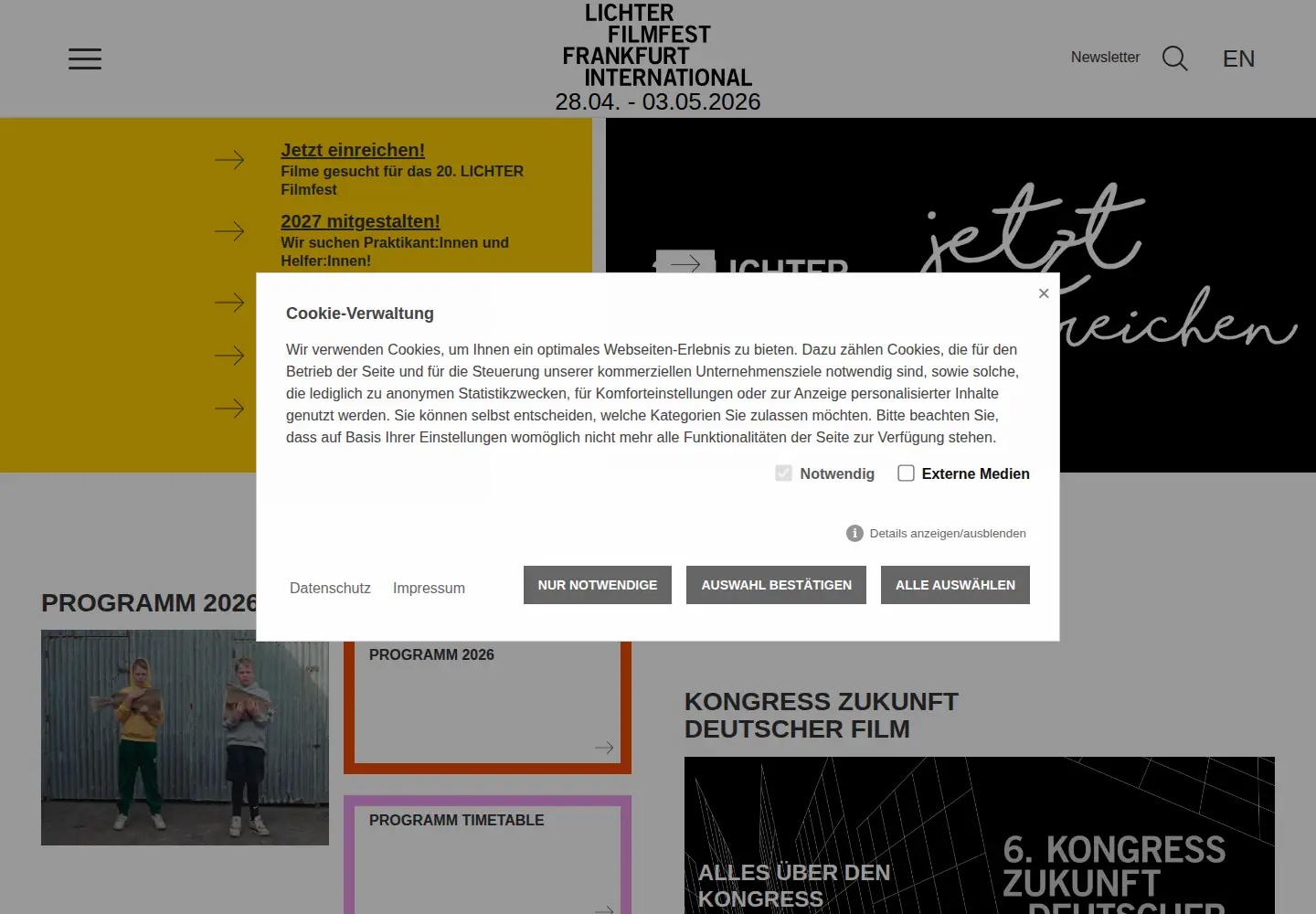 Screenshot of lichter-filmfest.de