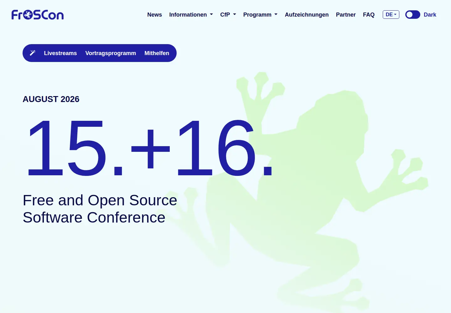 Captured homepage of froscon.de in the current scan