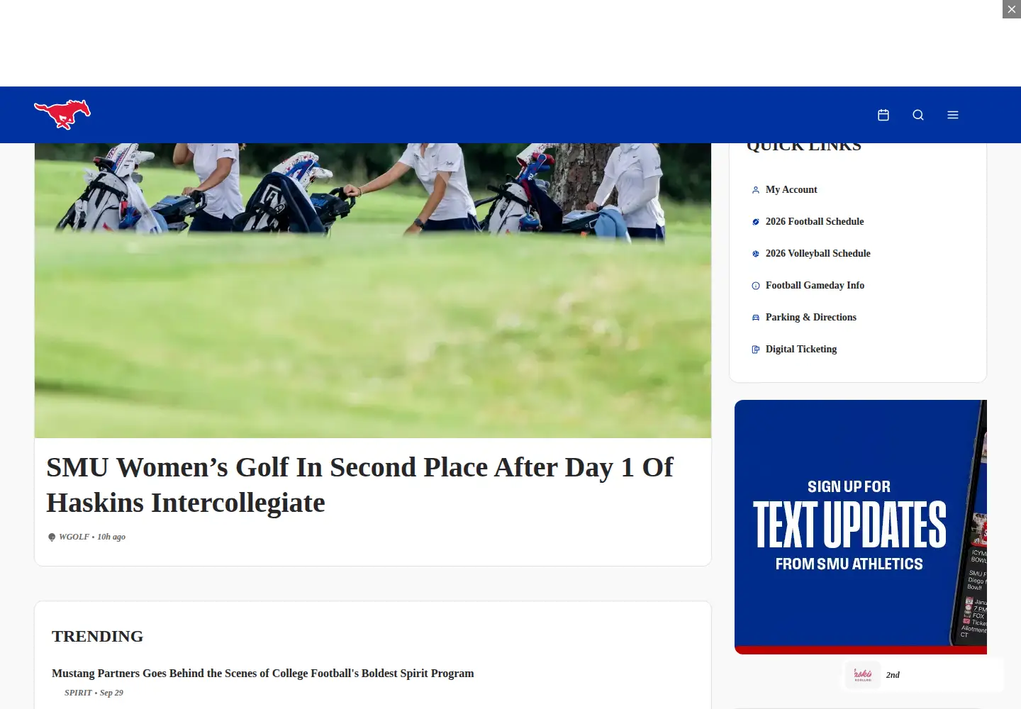 Screenshot of smumustangs.com