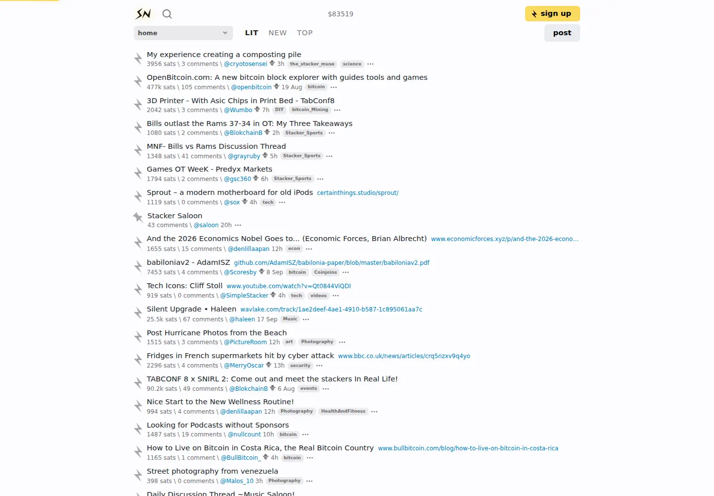 Screenshot of stacker.news