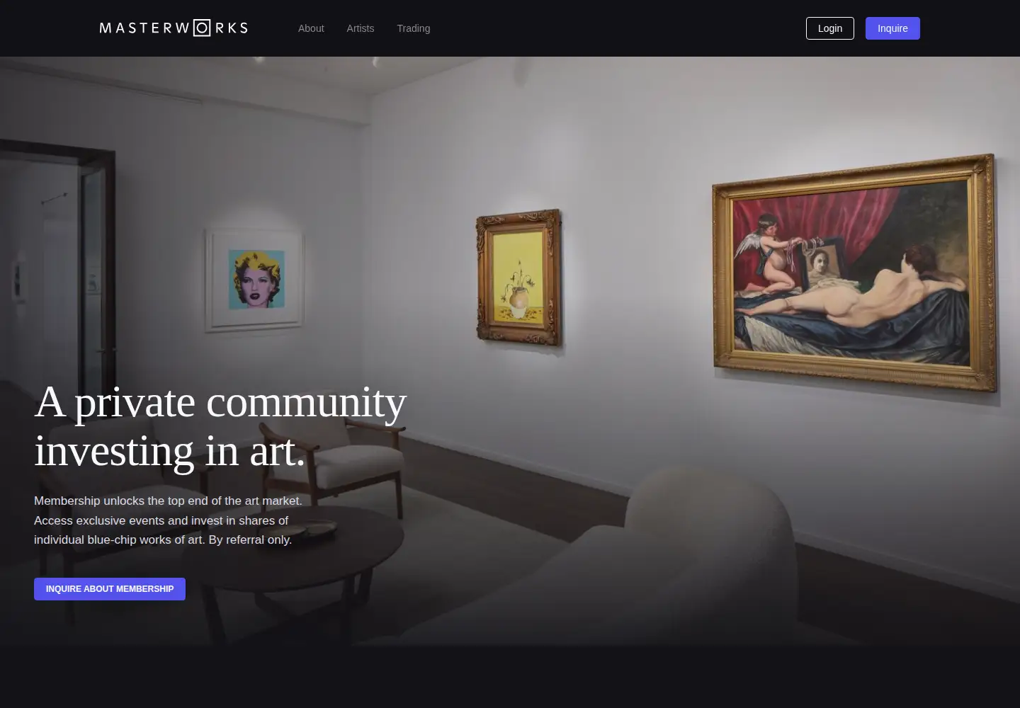 Screenshot of masterworks.com