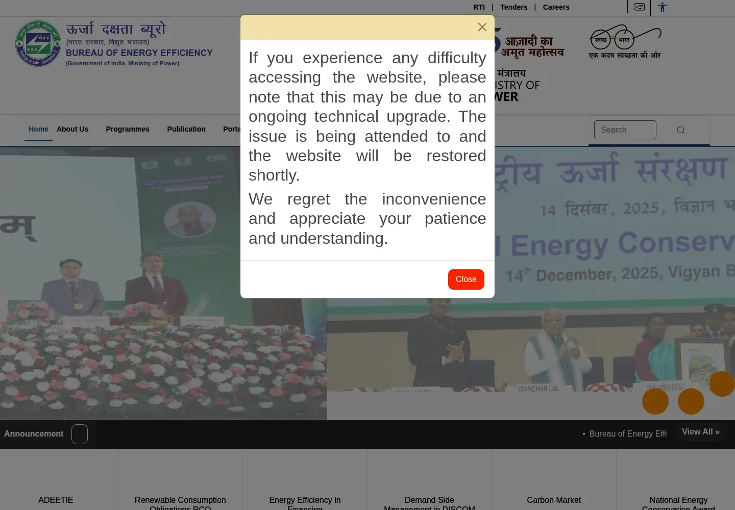 Screenshot of beeindia.gov.in
