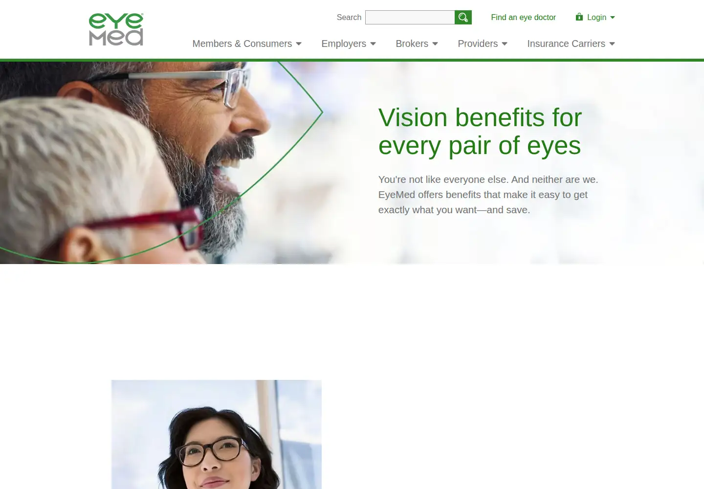 Captured homepage of eyemedvisioncare.com in the current scan