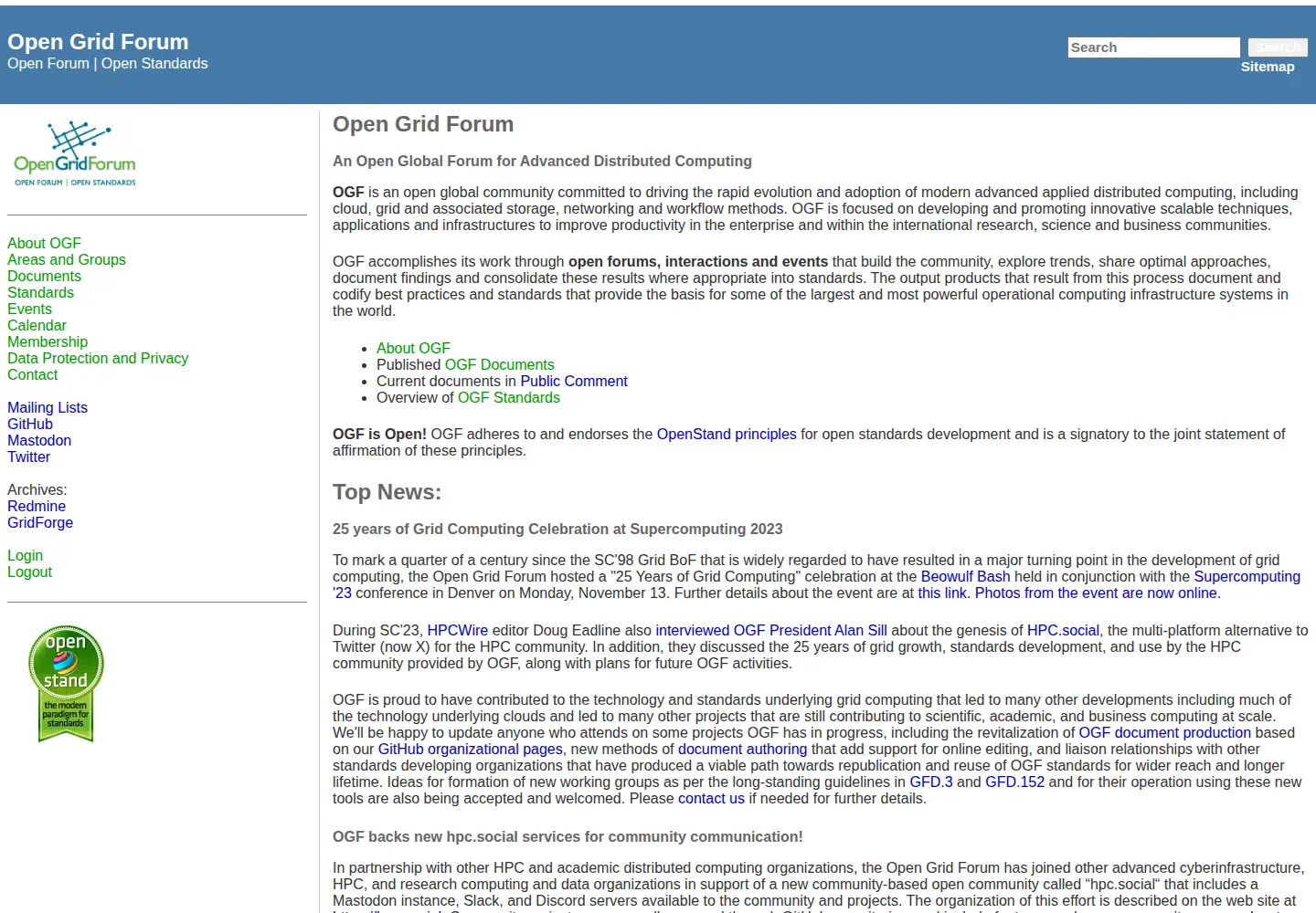 Screenshot of ogf.org