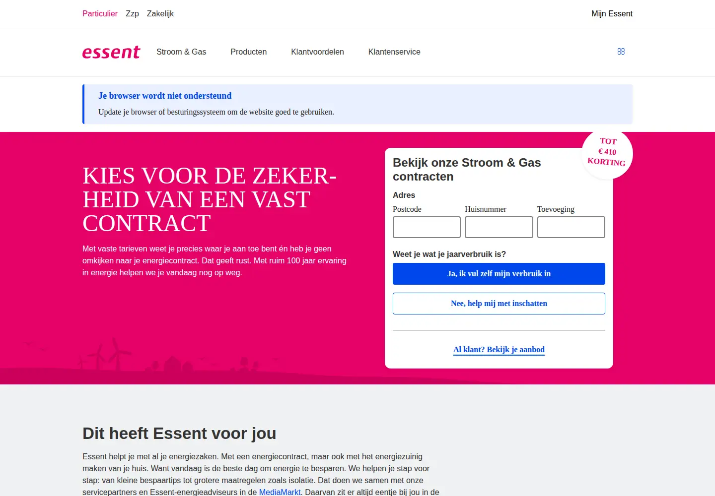 Captured homepage of essent.nl in the current scan