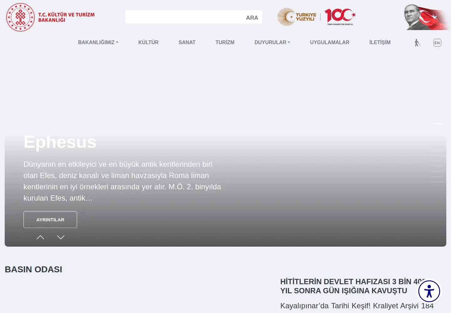 Screenshot of kultur.gov.tr
