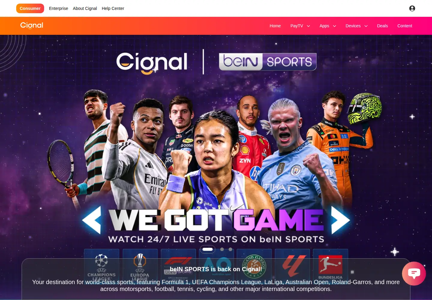 Screenshot of cignal.tv