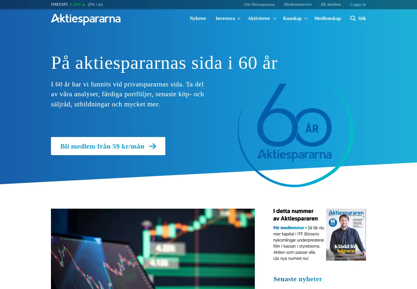 Screenshot of aktiespararna.se