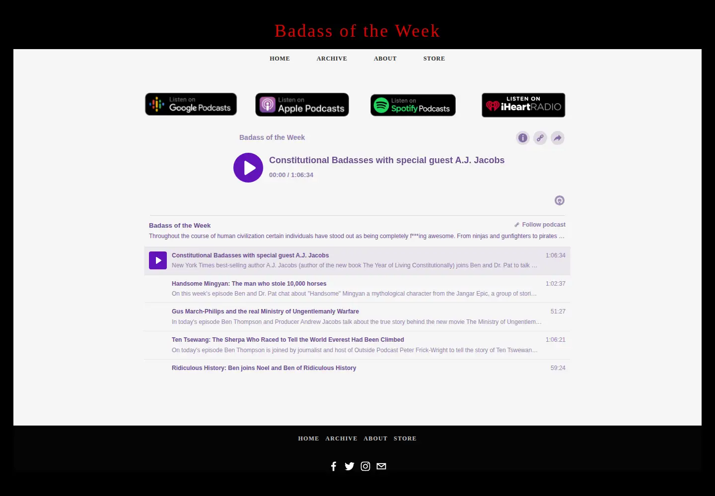 Screenshot of badassoftheweek.com