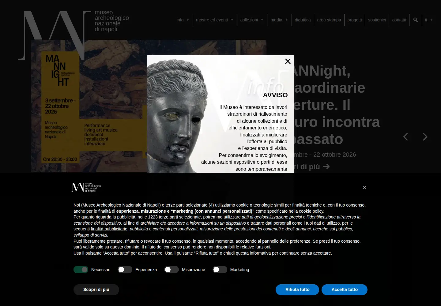 Screenshot of museoarcheologiconapoli.it