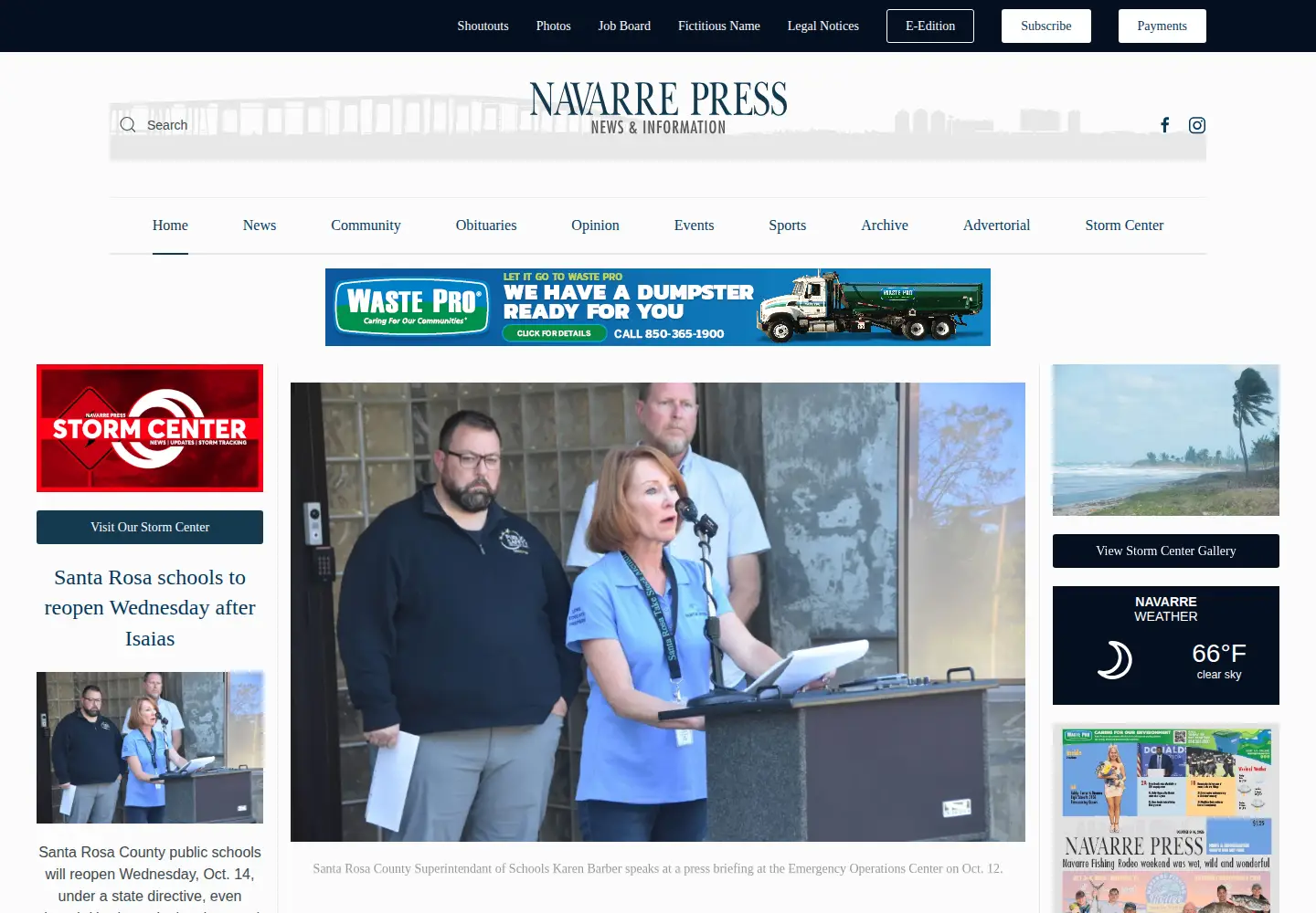 Screenshot of navarrepress.com