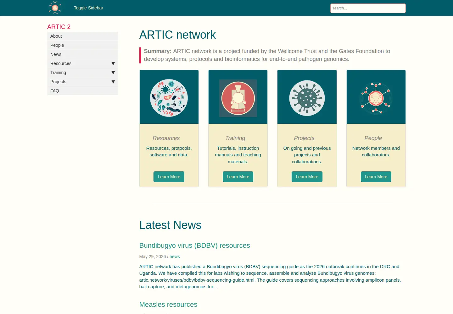 Captured homepage of artic.network in the current scan