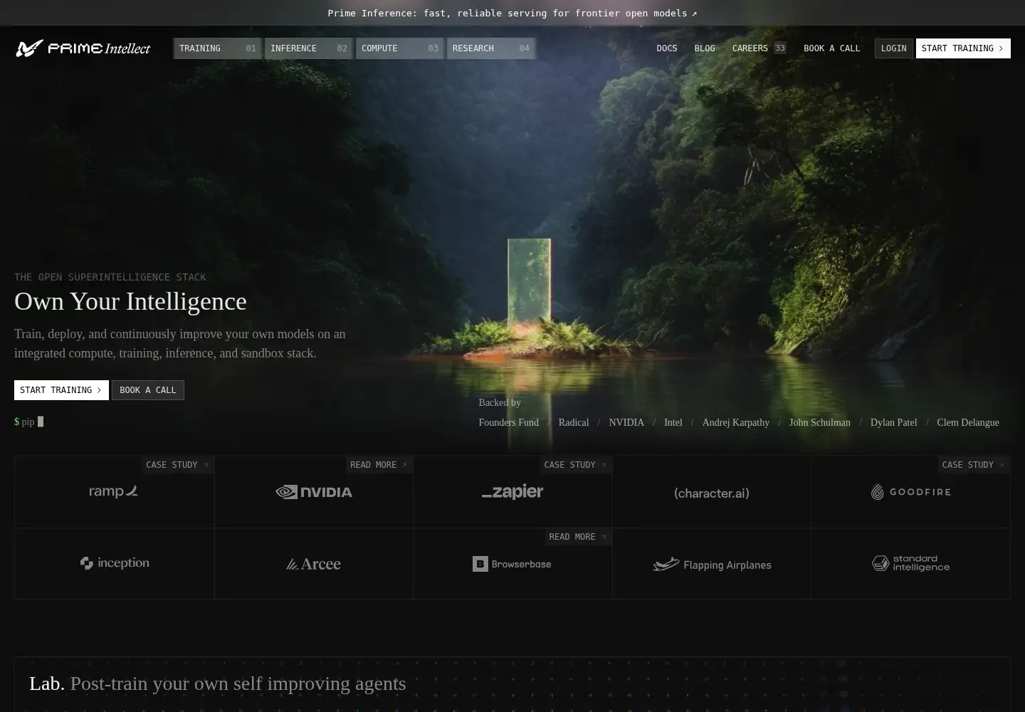 Screenshot of primeintellect.ai