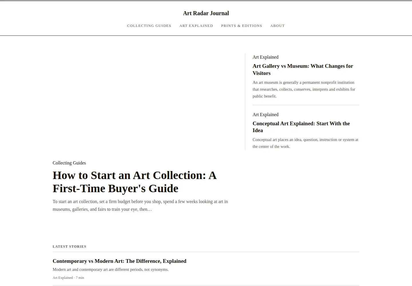 Captured homepage of artradarjournal.com in the current scan