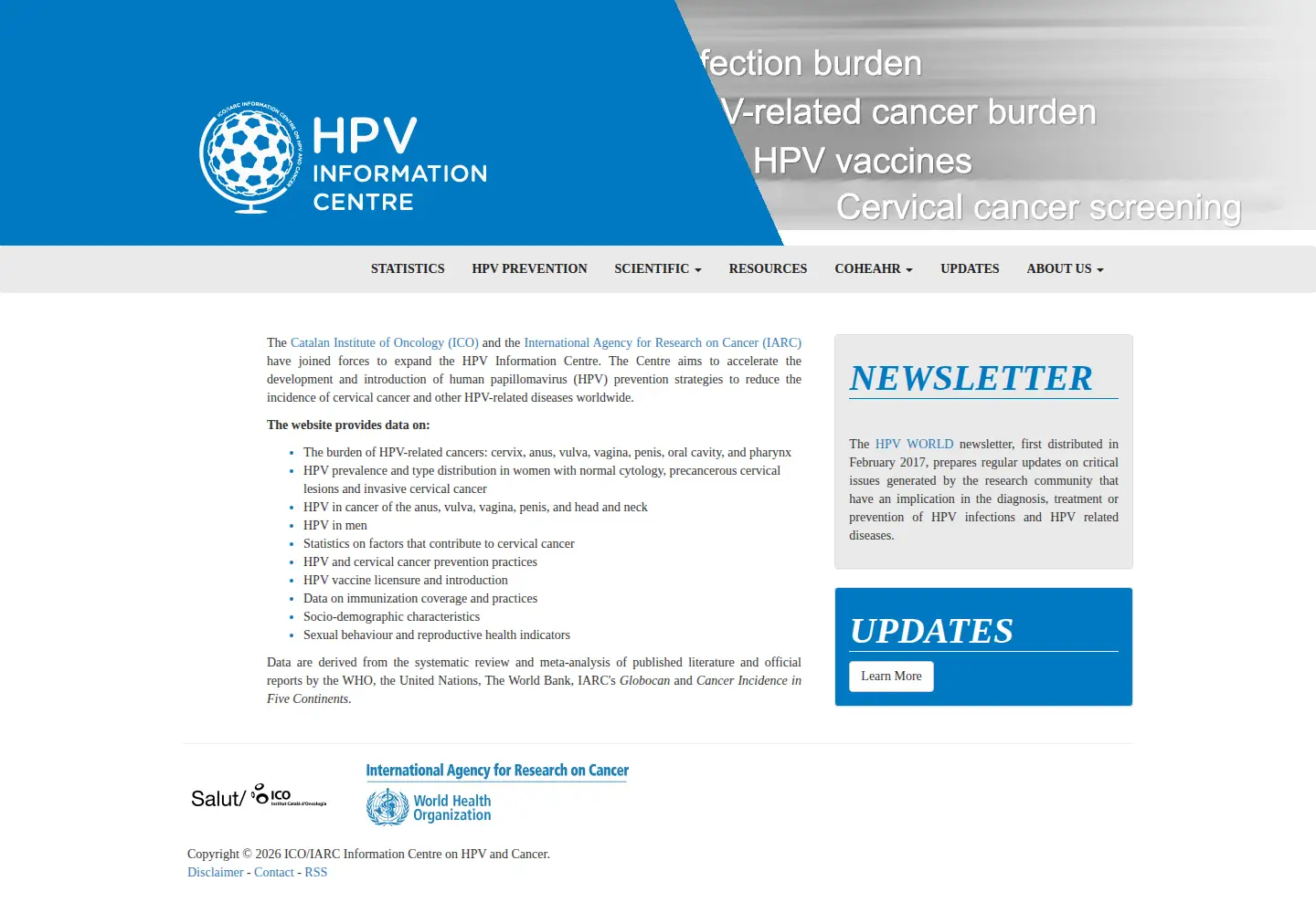 Screenshot of hpvcentre.net