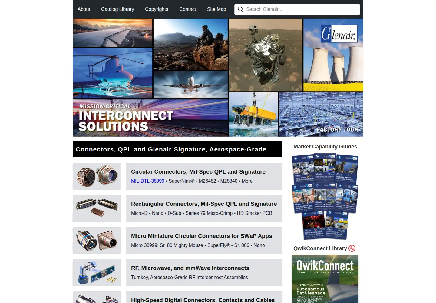 Screenshot of glenair.com