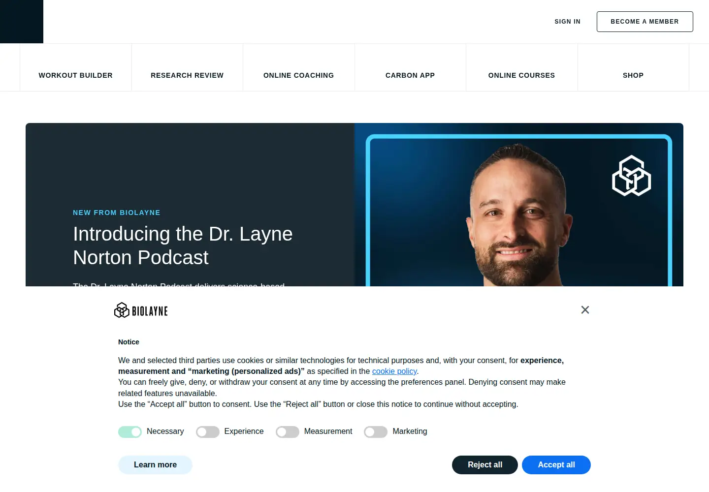 Captured homepage of biolayne.com in the current scan