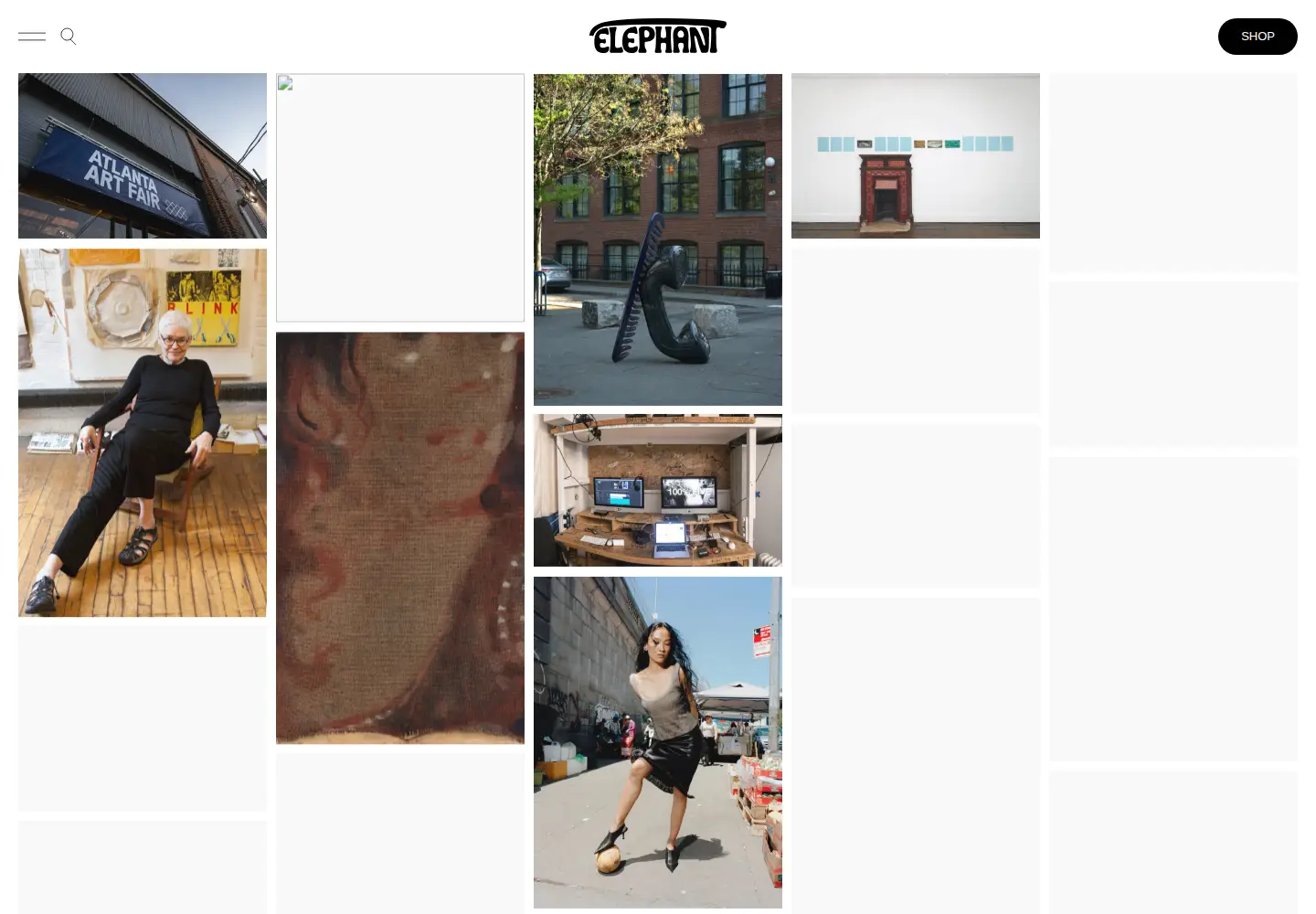 Captured homepage of elephant.art in the current scan
