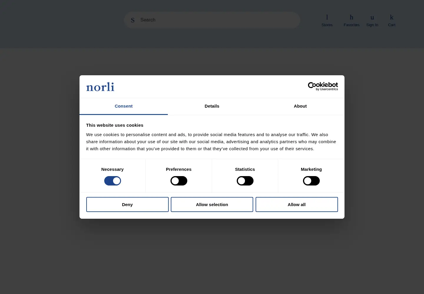 Captured homepage of norli.no in the current scan