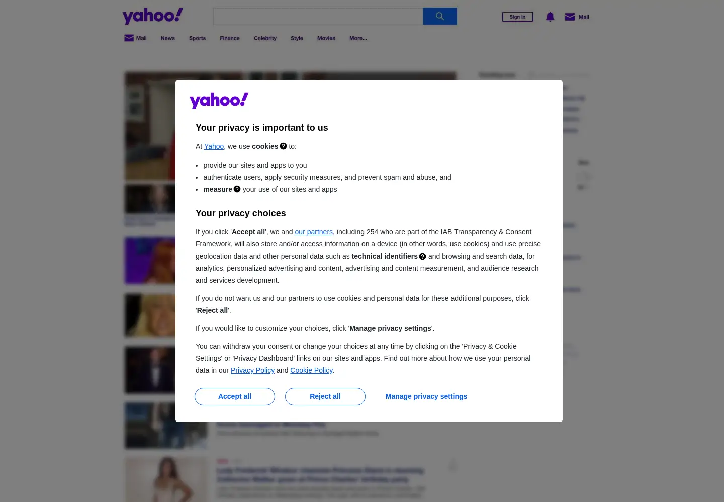 Screenshot of yahoo.ca