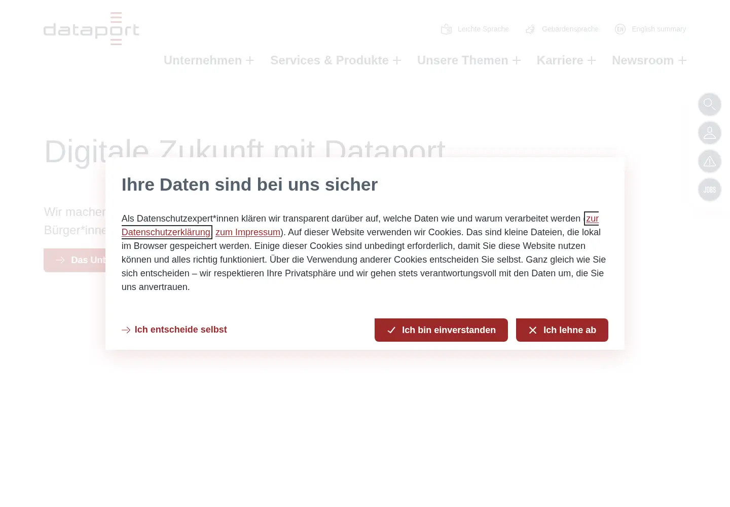 Screenshot of dataport.de
