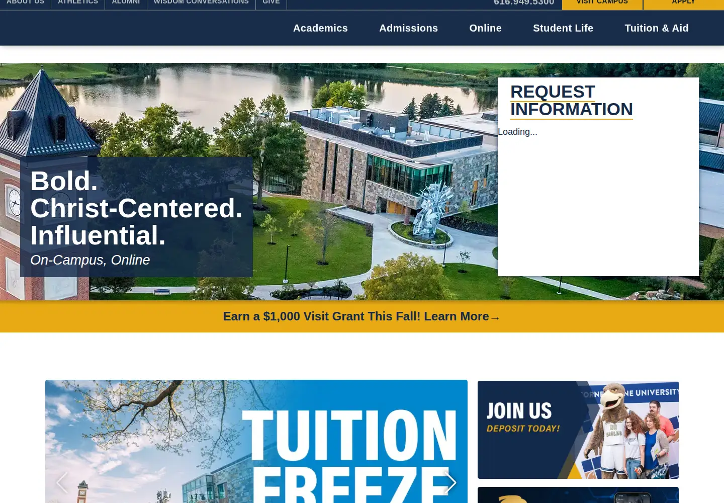 Captured homepage of cornerstone.edu in the current scan