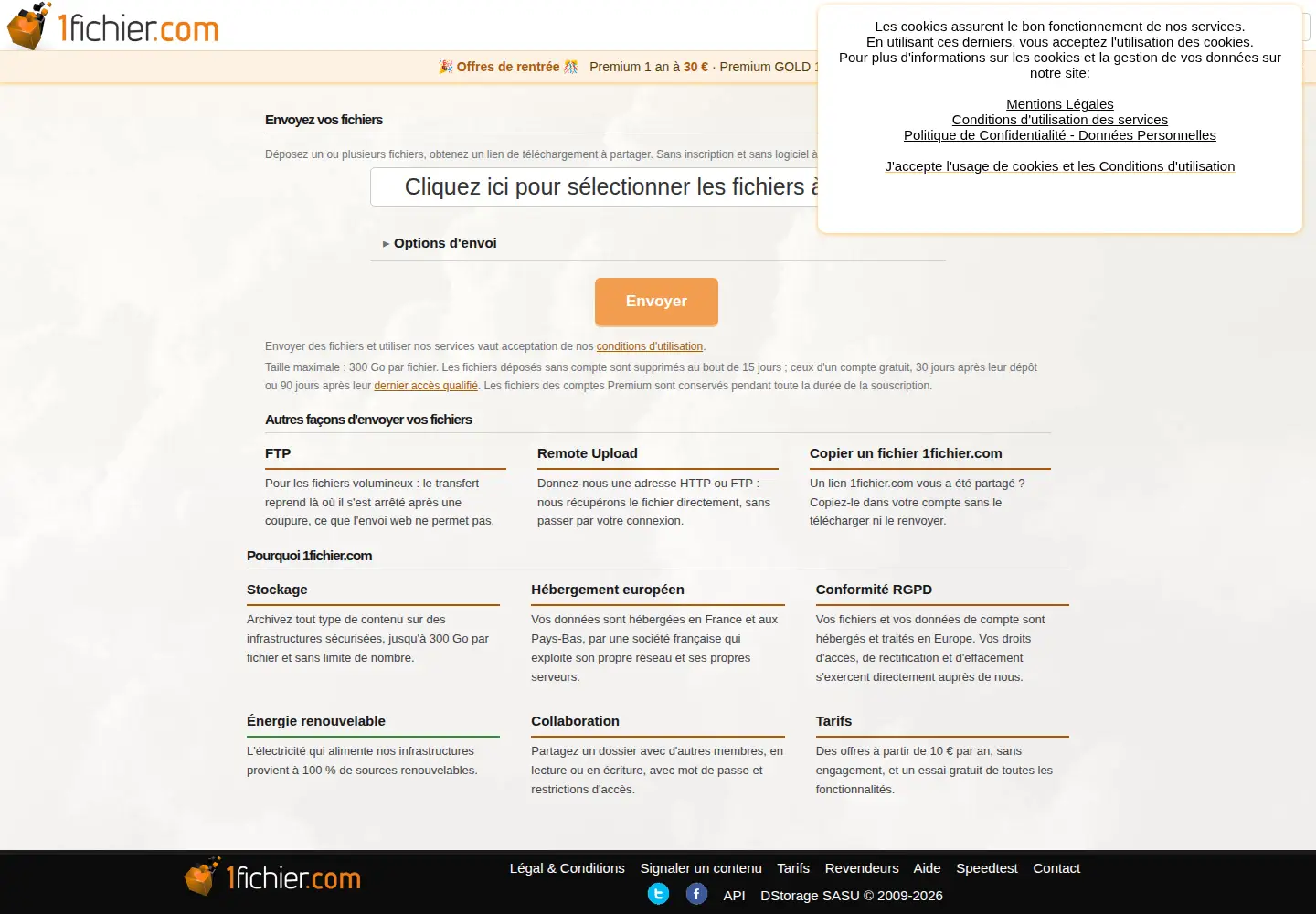 Screenshot of 1fichier.com