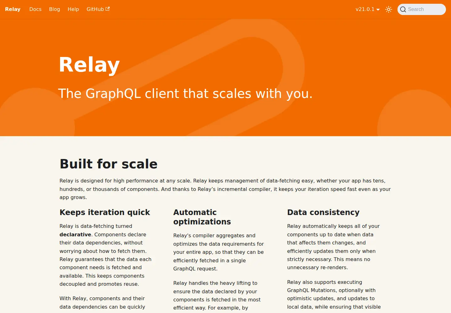 Captured homepage of relay.dev in the current scan