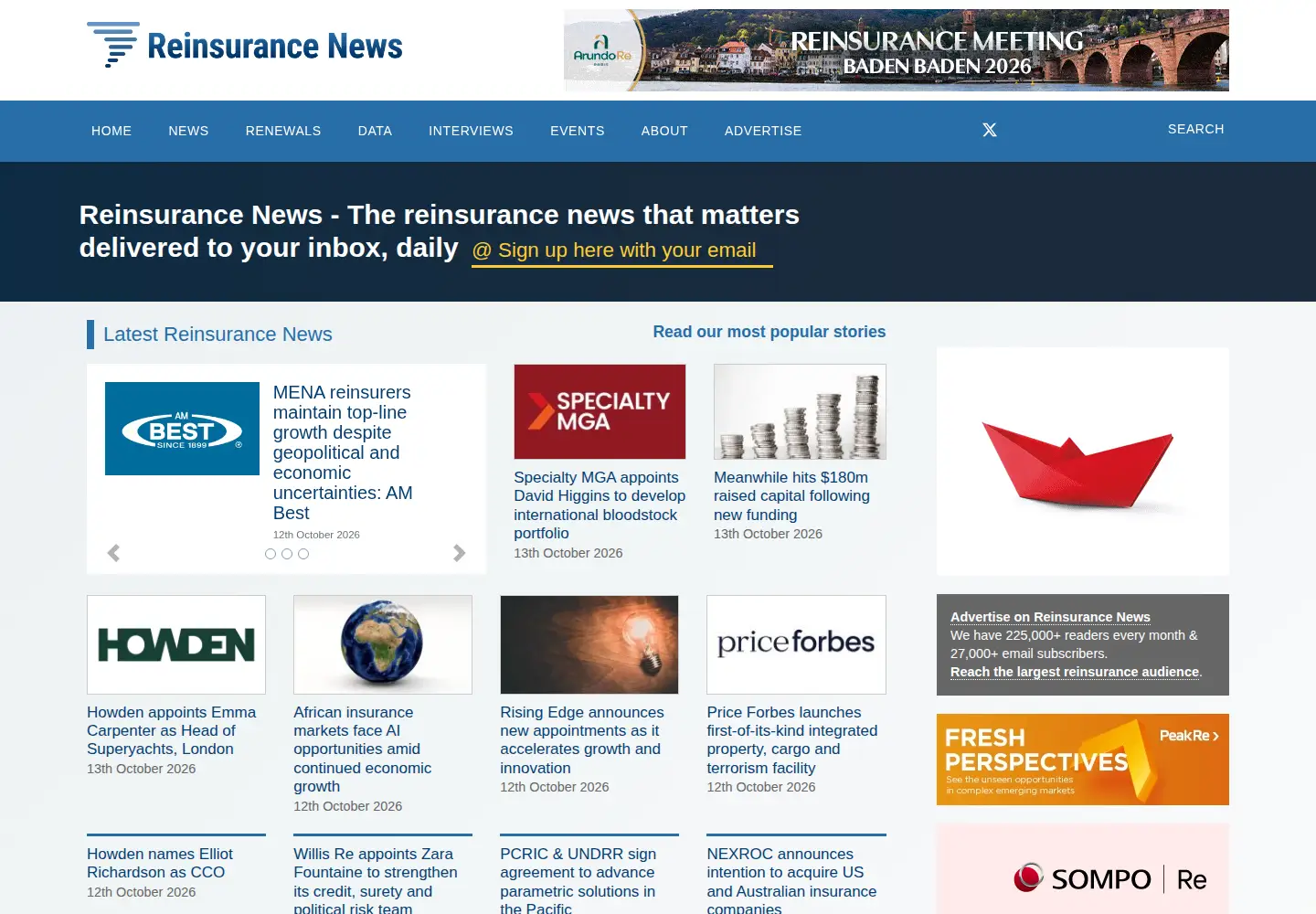 Captured homepage of reinsurancene.ws in the current scan
