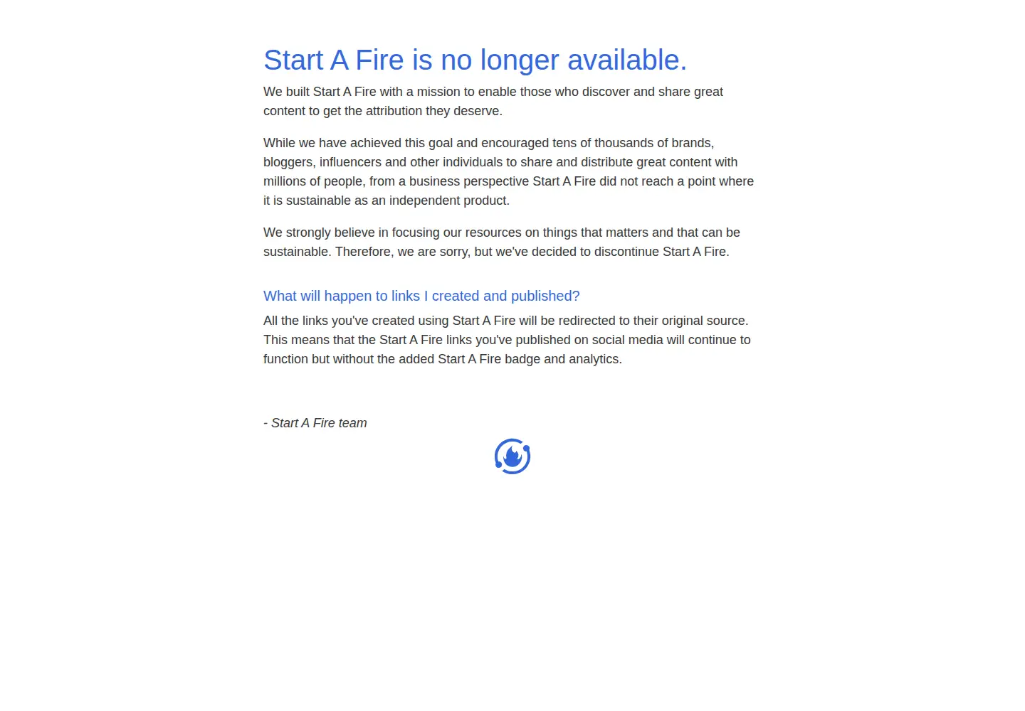 Screenshot of startafire.com