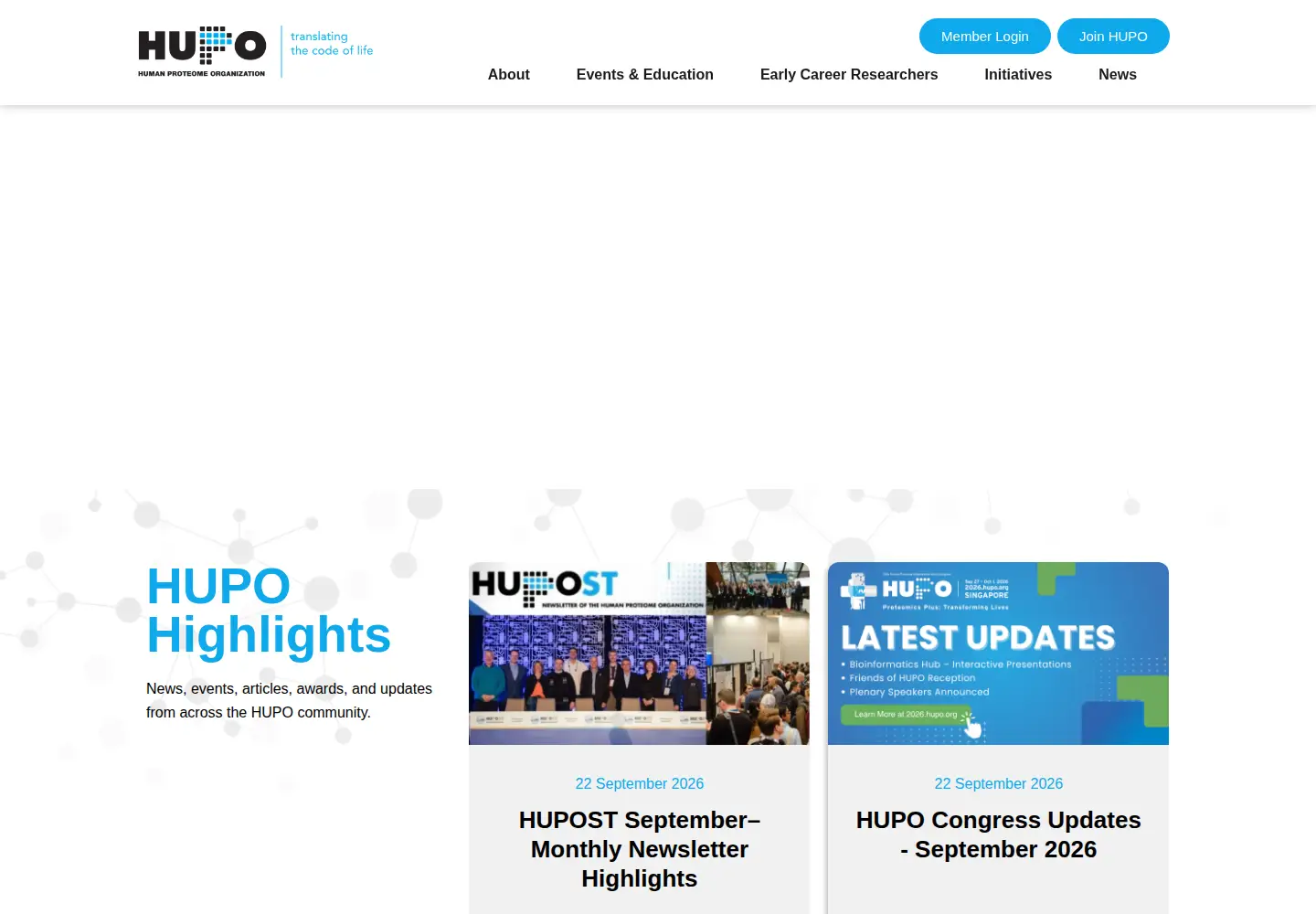 Captured homepage of hupo.org in the current scan