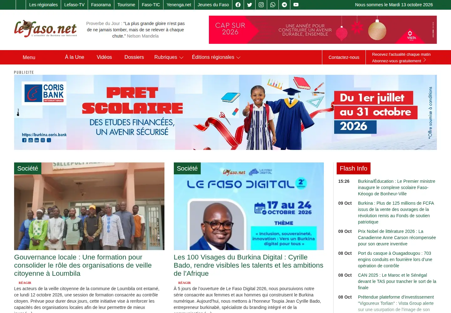 Screenshot of lefaso.net