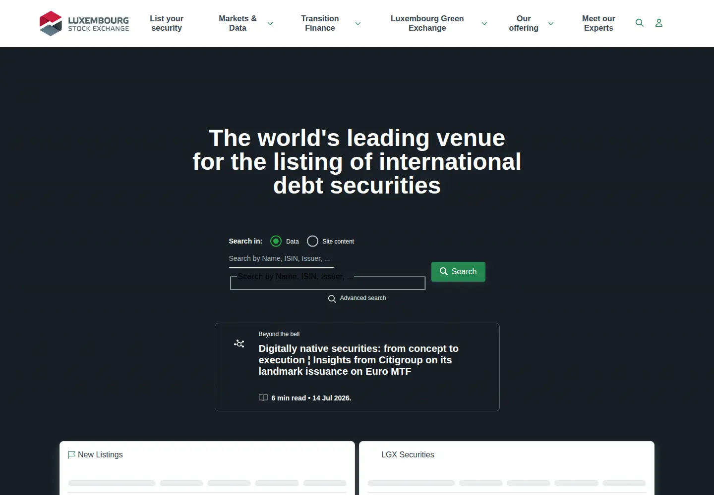 Captured homepage of bourse.lu in the current scan