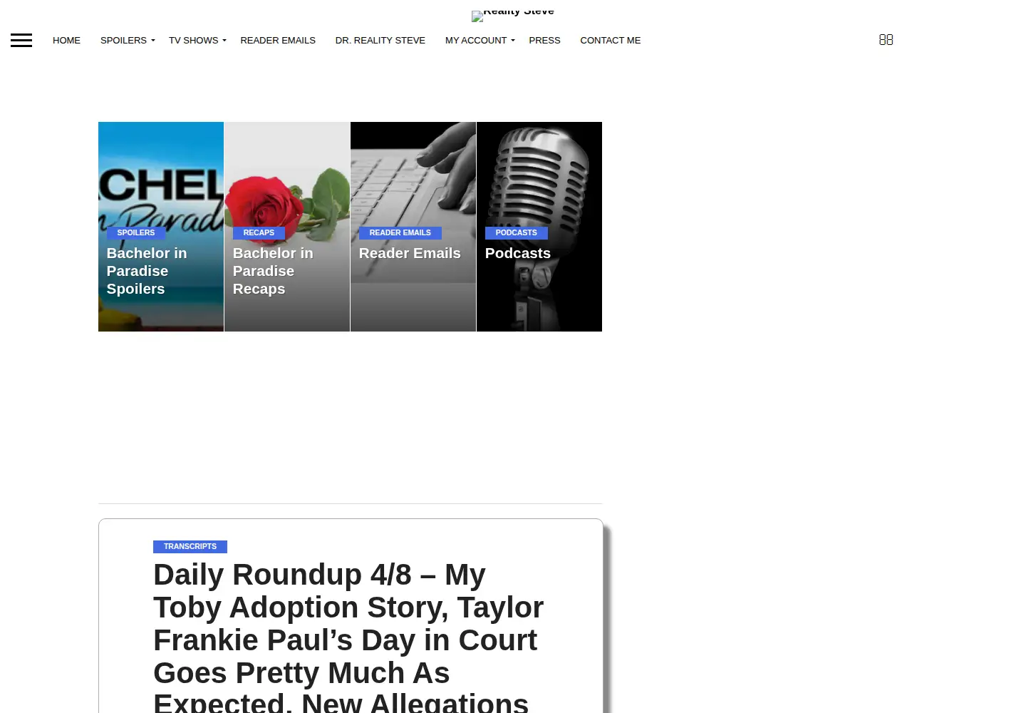 Screenshot of realitysteve.com